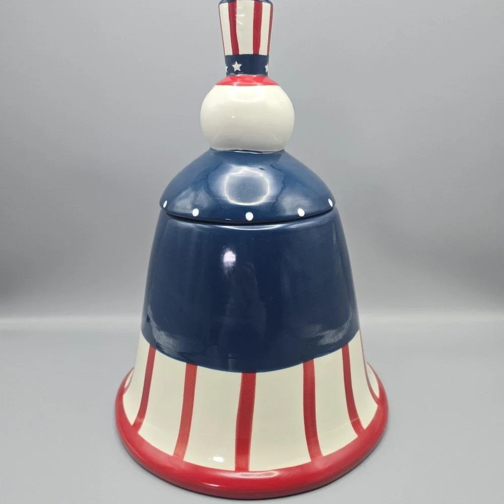 Johanna‎ Parker Carnival Cottage Mr Liberty Bell Cookie Jar Patriotic Canister